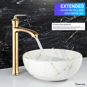 Atrio Tall Body Wash Basin 12 Inches Pillar Tap (RoseGold) – by Specule